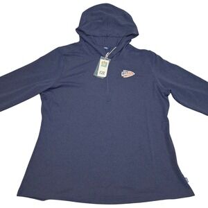 Kansas City Chiefs 1/4 Zip Hoodie Large Blue American Flag Arrowhead 3/4 Sleeves